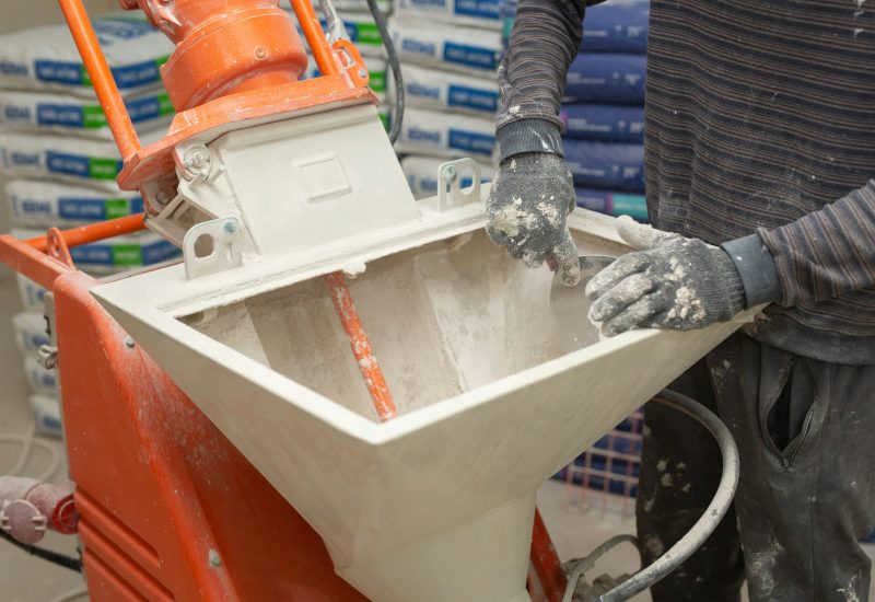 Plastering industrial pumping machine. Repair. Building.